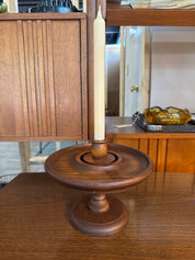 Vintage, hand tuned wood candle holder ( wide )
