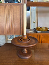 Vintage, hand tuned wood candle holder ( wide )
