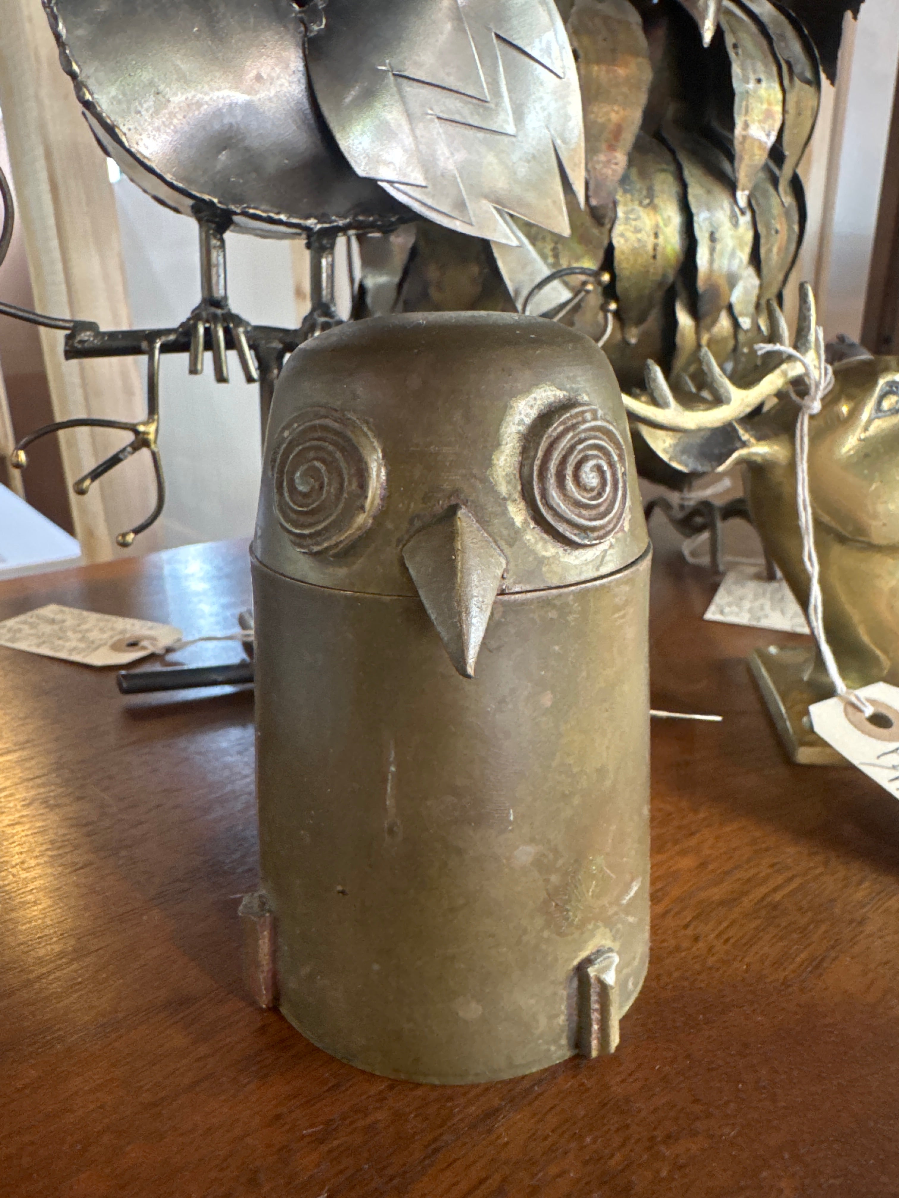 Vintage, Mcm brass match/ cigarette owl holder