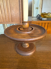 Vintage, hand tuned wood candle holder ( wide )