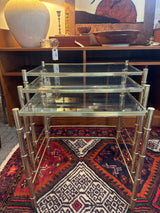 Vintage, brass & faux Bamboo nesting tables ( set of 3 )
