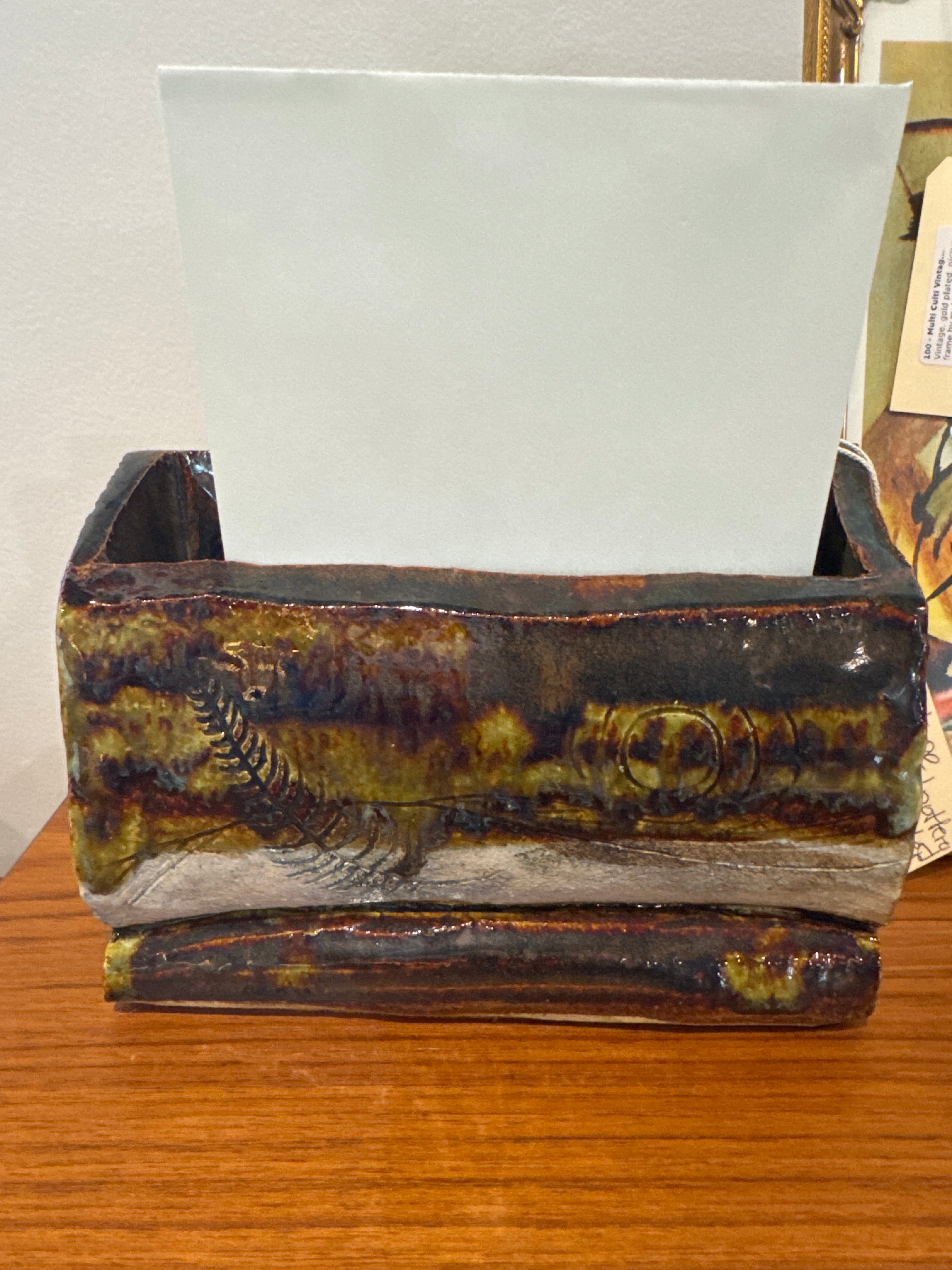 Vintage, pottery letter holder