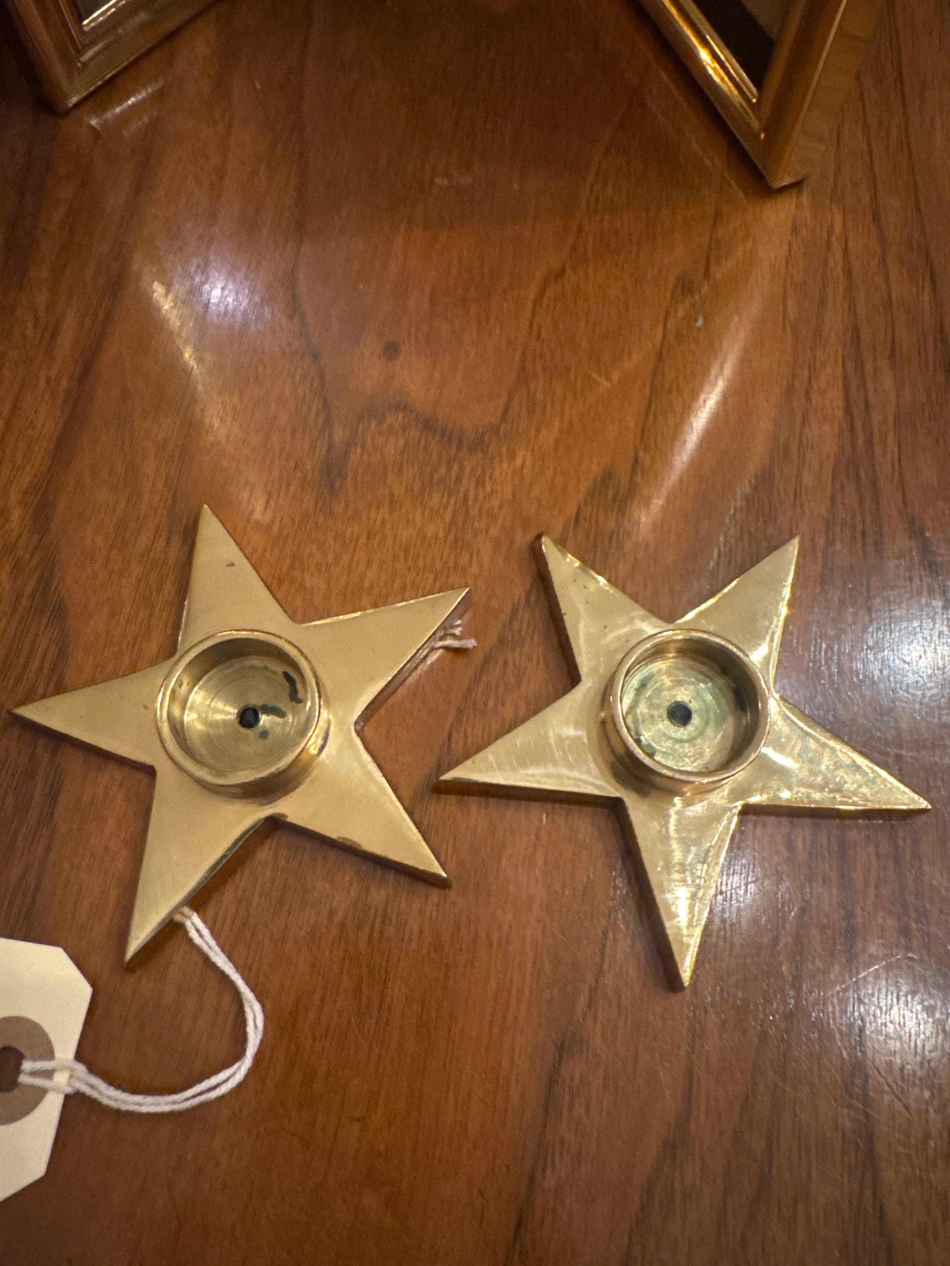 Vintage, Brass celestial star ( pair) of candle holders