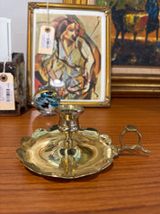 Vintage Solid Brass Chamberstick Candle Holder - Scalloped Edge Taper