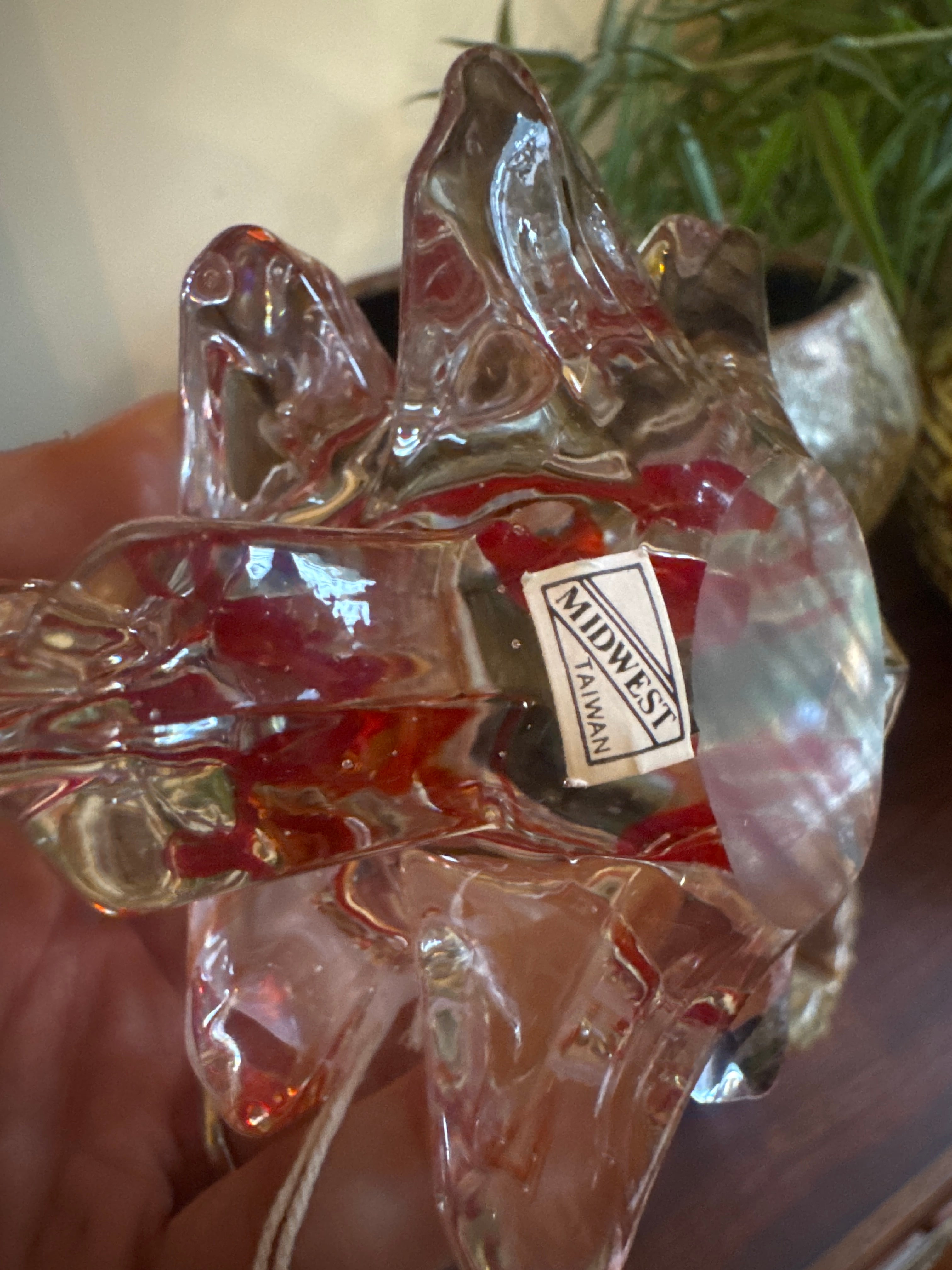 Vintage, Midwest company clear & red ribbon tree