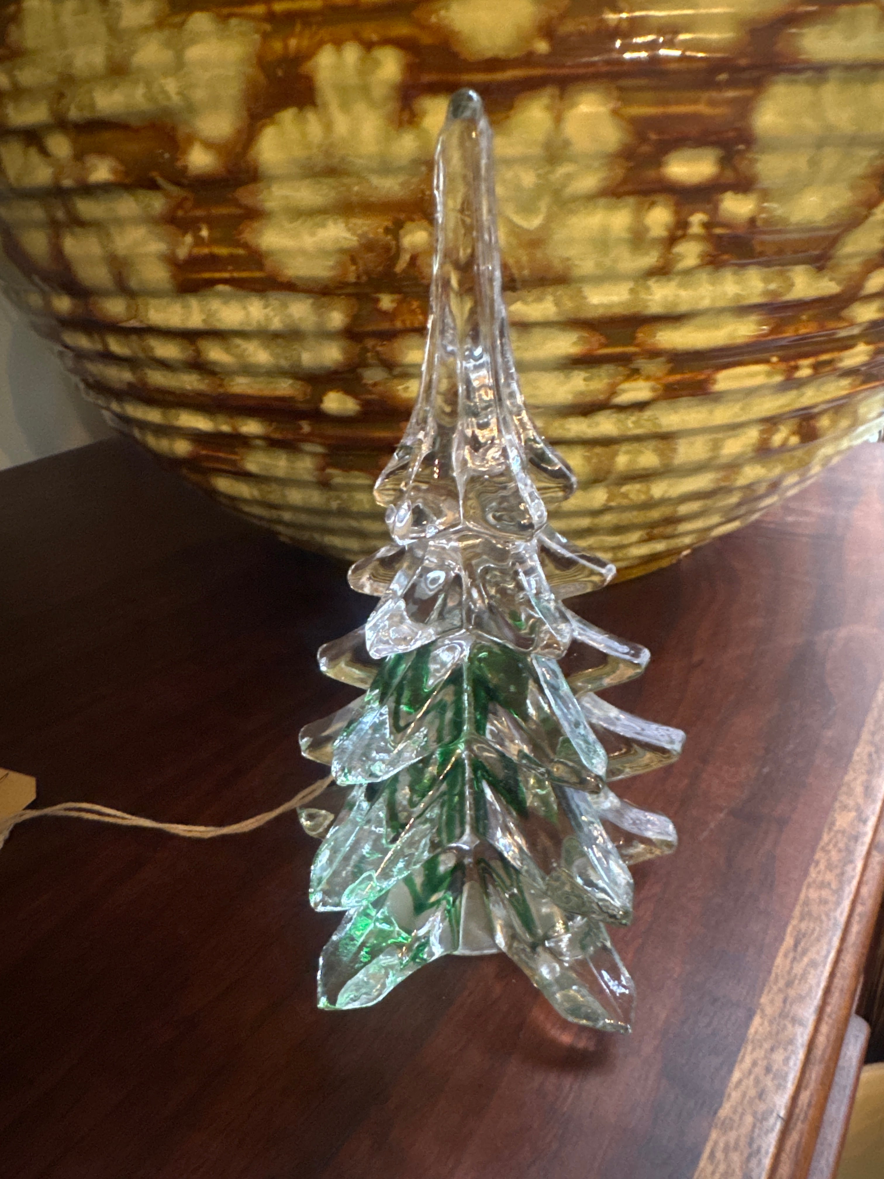 Vintage, Sivestri clear & green glass pine tree