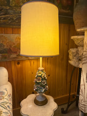 Vtg Italian Capodimonte Porcelain Topiary Floral Table Lamp