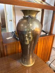 Vintage, oversized brass hammered Rope Vase