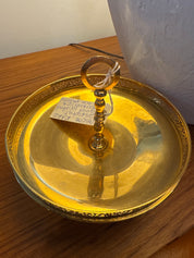Mcm, Rare 24k gold plated pedestal tidbit tray /candy dish