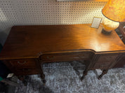 antique 5-drawer wooden vanity or desk on wheels