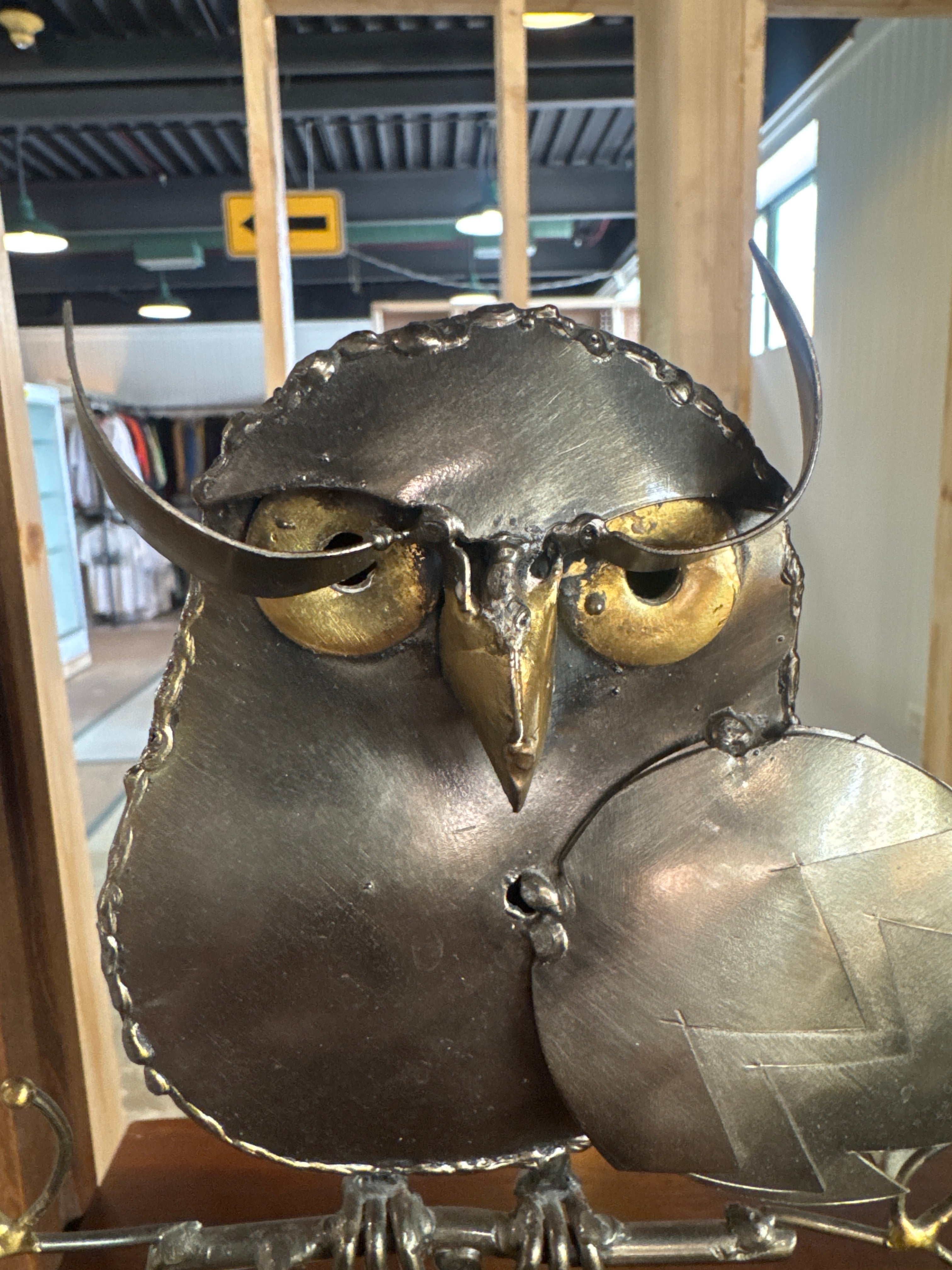 Vintage, Mcm brutalist style of  Curtis Jare metal brass owl