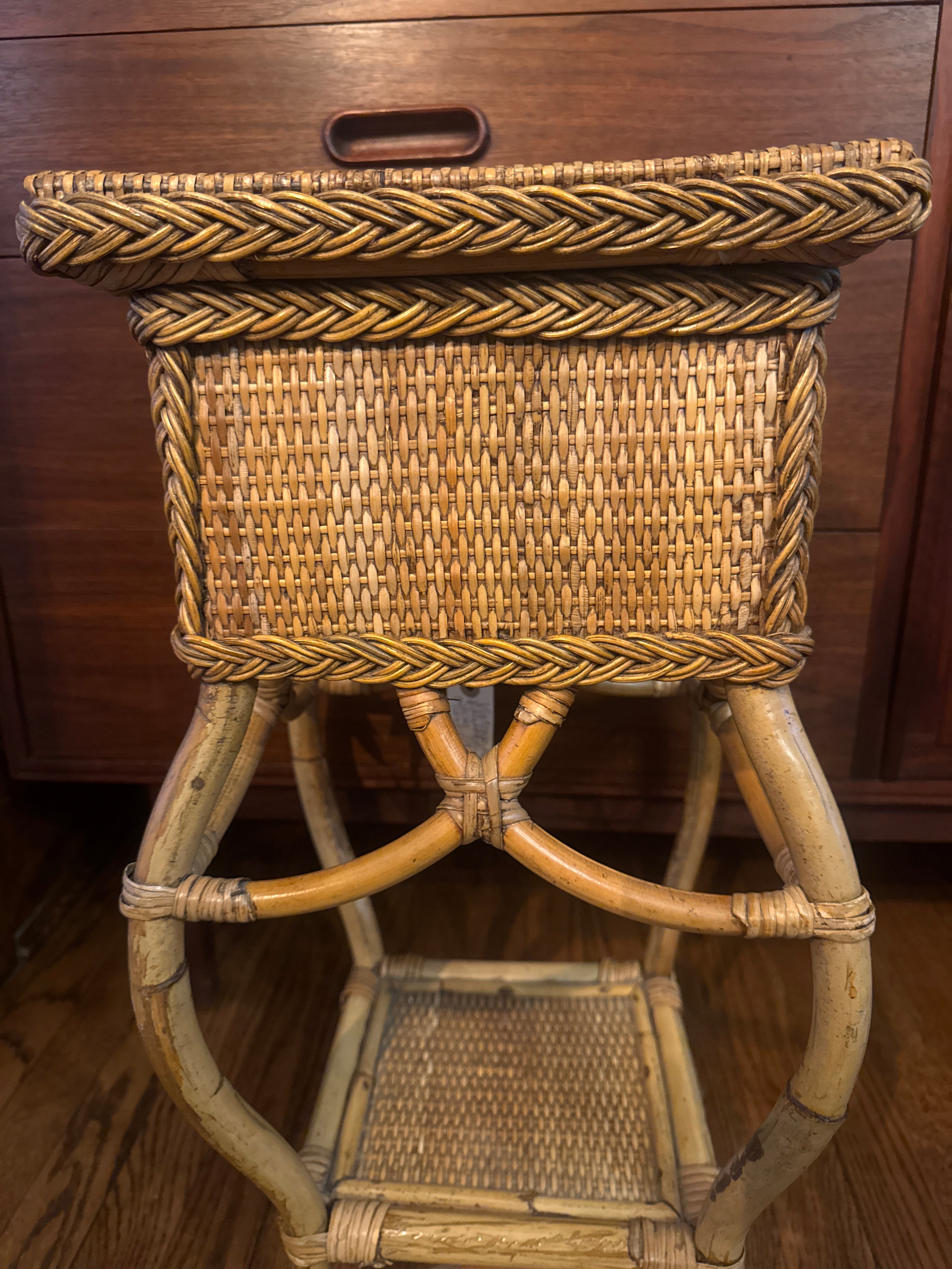 Vintage, Bamboo & Rattan side table/plant stand