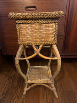 Vintage, Bamboo & Rattan side table/plant stand