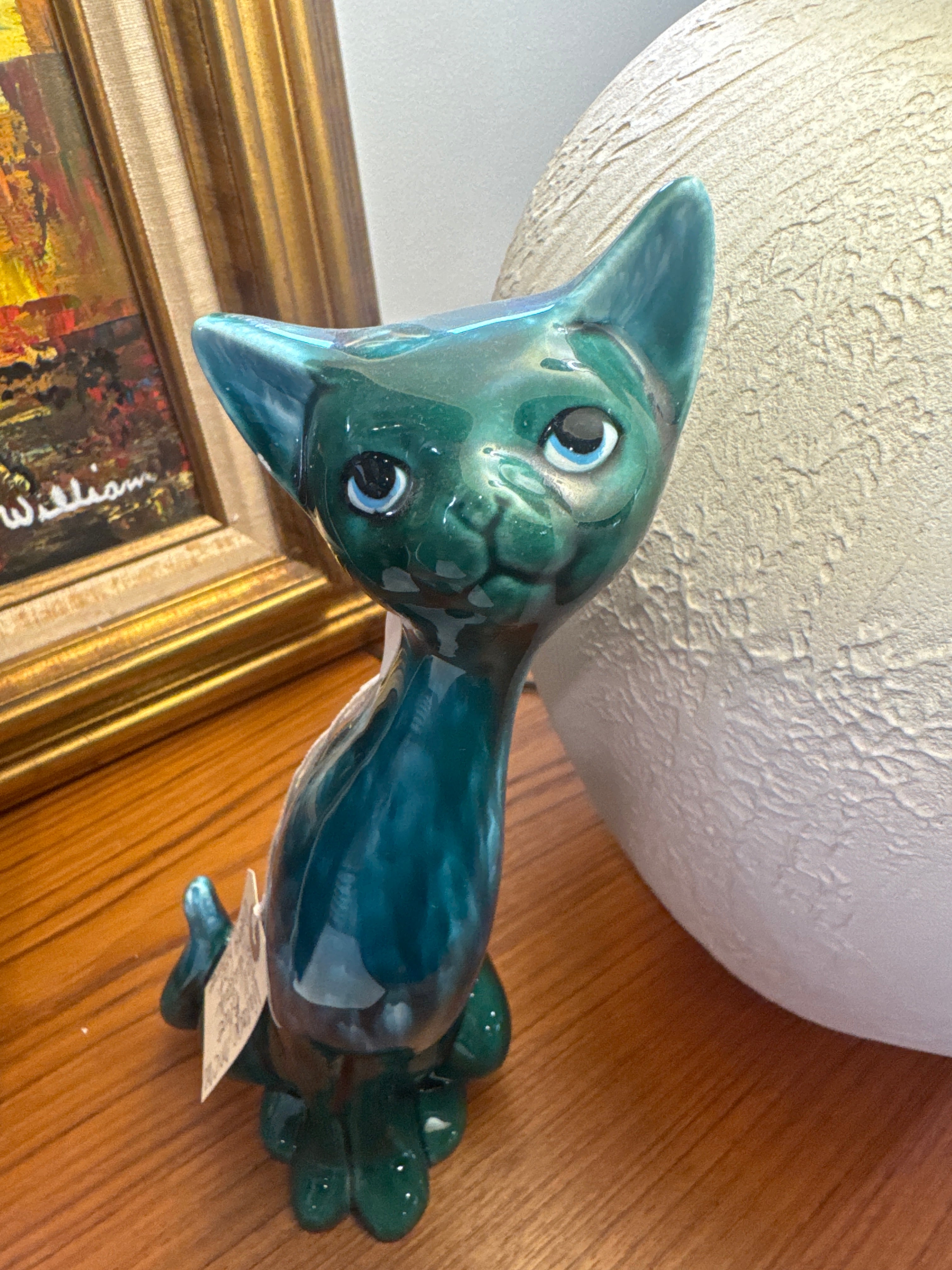 Mcm, tall blue Mountain ceramic cat