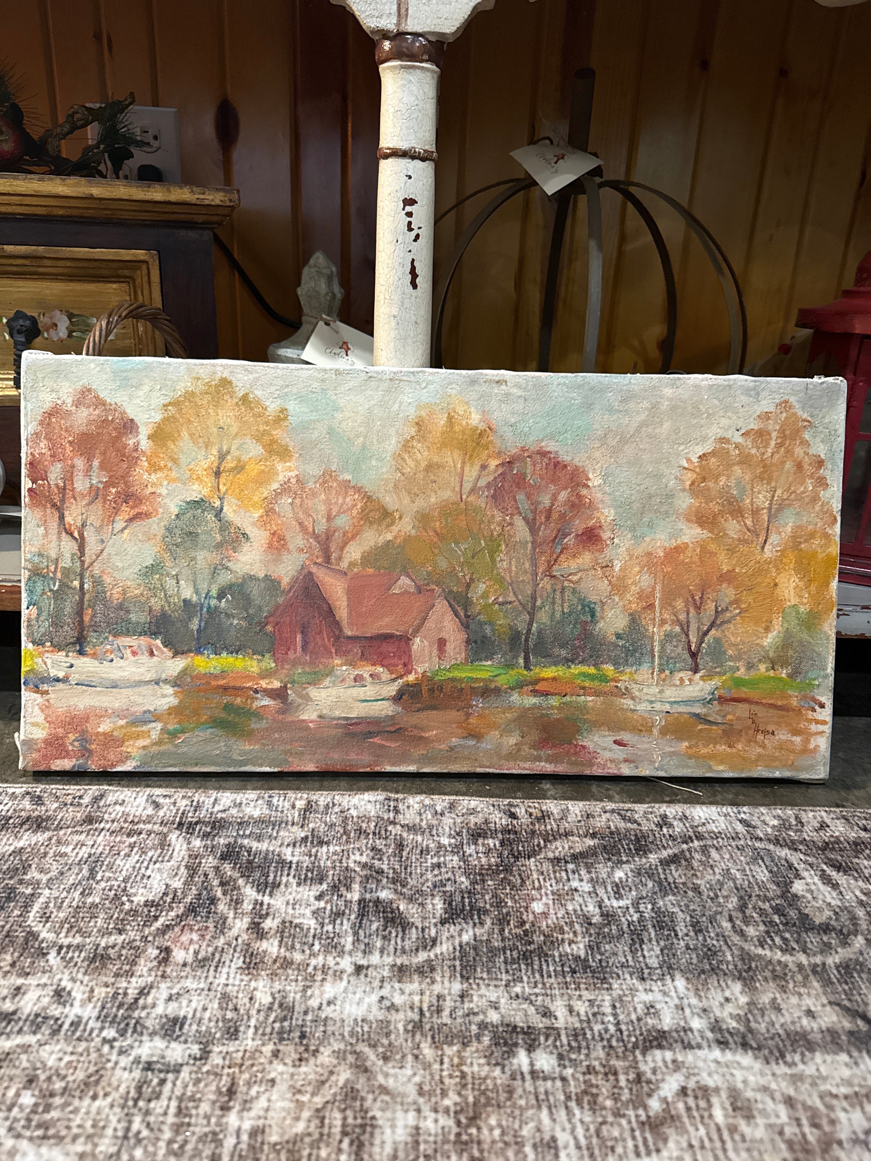 Fall rectangular painting on canvas