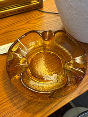Vintage, Viking Amber crackle glass ashtray/ trinket holder