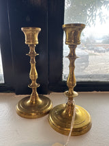 Vintage, brass tall candlestick holders. Set of 2