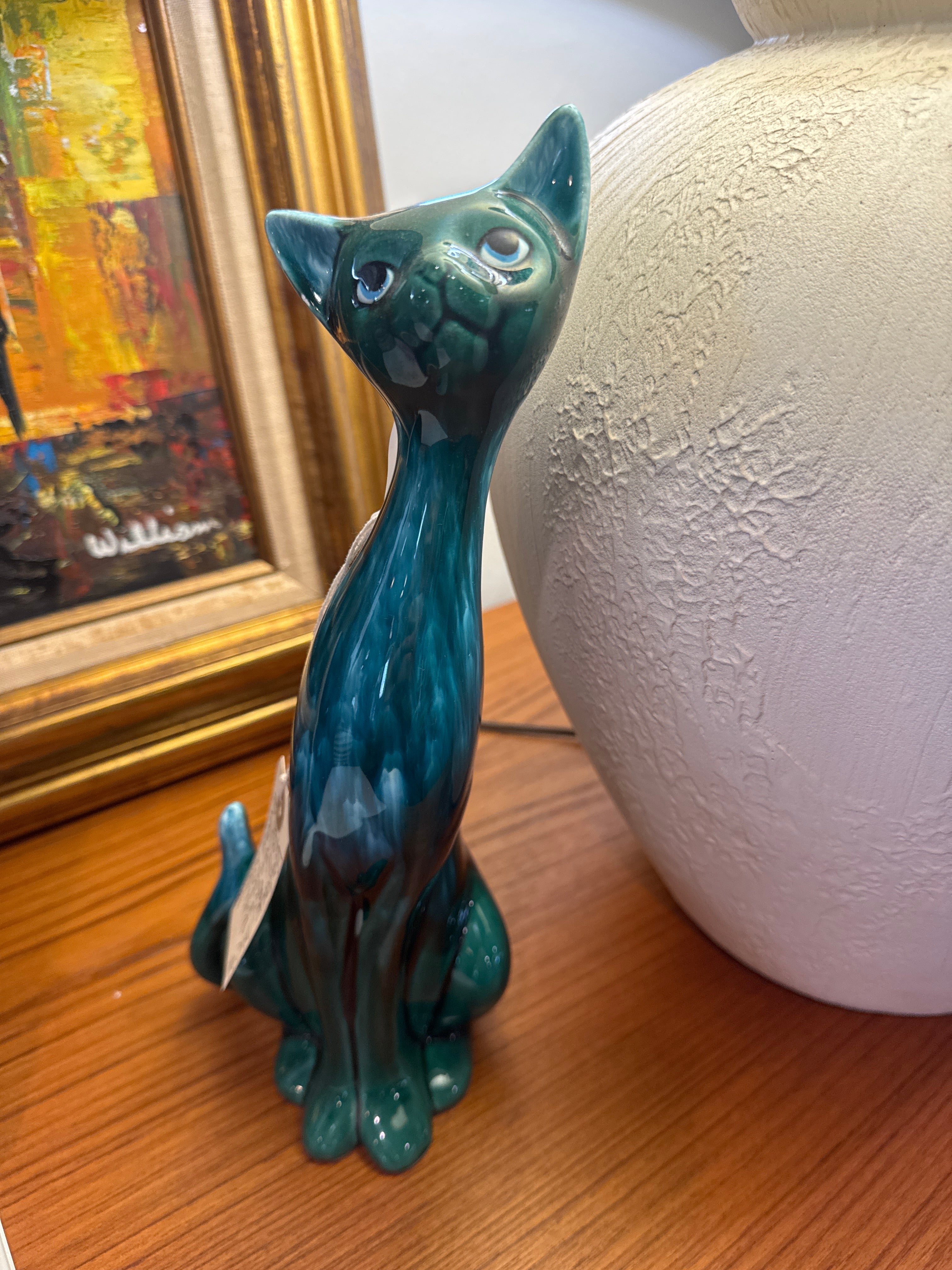 Mcm, tall blue Mountain ceramic cat
