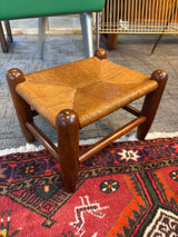 Vintage, foot stool with woven top. French