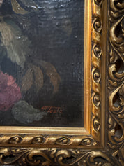 Antique Framed Floral oil painting signed Testa
