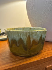 Vintage, Mcm octagonal drip glazed ceramic planter/bowl