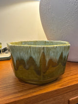 Vintage, Mcm octagonal drip glazed ceramic planter/bowl