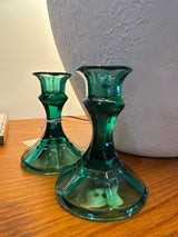 Vintage, emerald green Indiana glass candlestick holders ( set of 2)