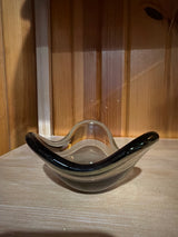 5” Holmegaard Freeform smoke black glass bowl