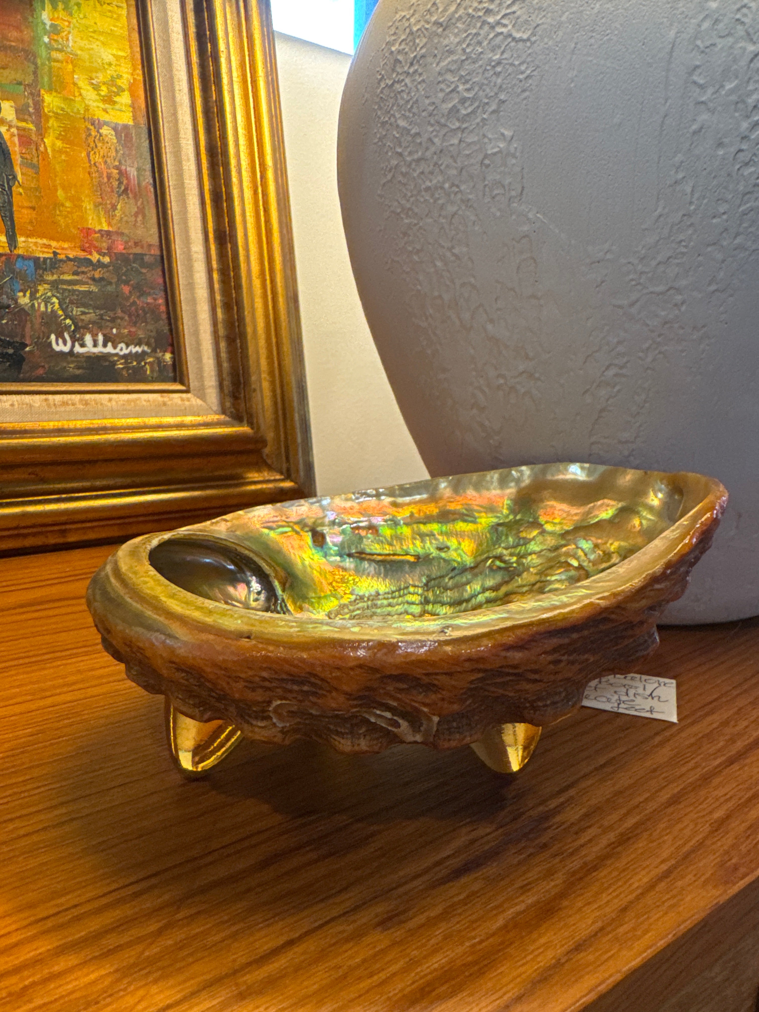 Mcm, abalone shell bowl trinket dish