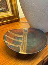 Vintage, Raku footed pottery bowl/ trinket dish