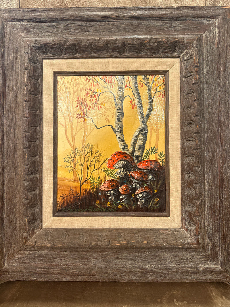 Framed Vtg Mid Century Mushroom Paintimg by 811 - Charlene's Early Bird