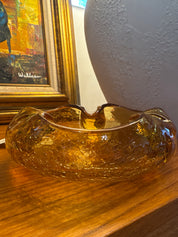 Vintage, Viking Amber crackle glass ashtray/ trinket holder