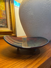 Vintage, Raku footed pottery bowl/ trinket dish
