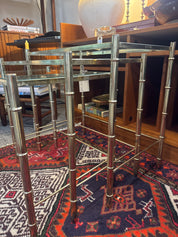 Vintage, brass & faux Bamboo nesting tables ( set of 3 )