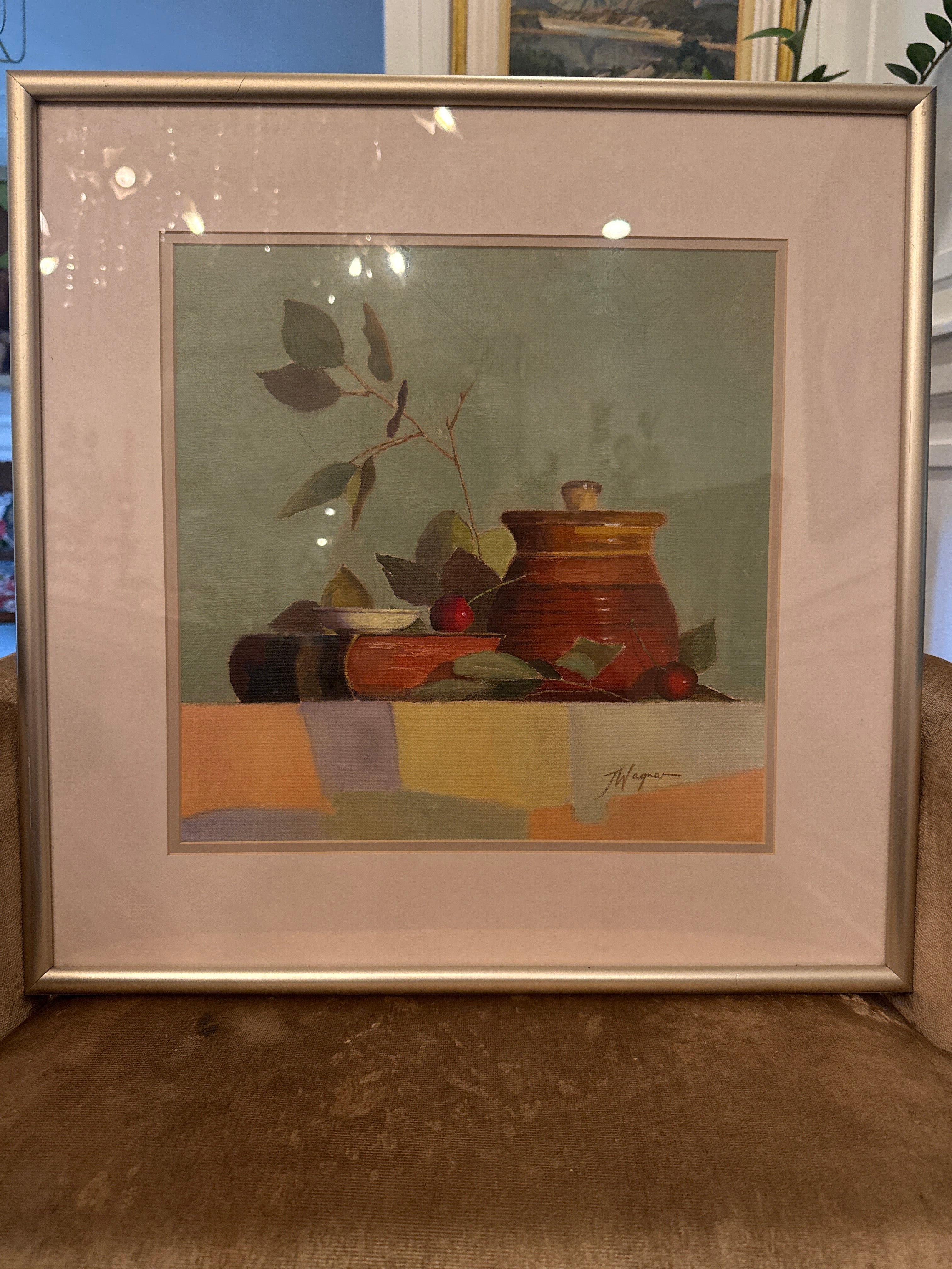 Framed Still life on oil by Jeanie Wagner