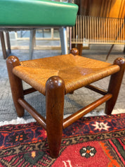 Vintage, foot stool with woven top. French