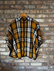 jones new york signature plaid zip front poncho, size xl