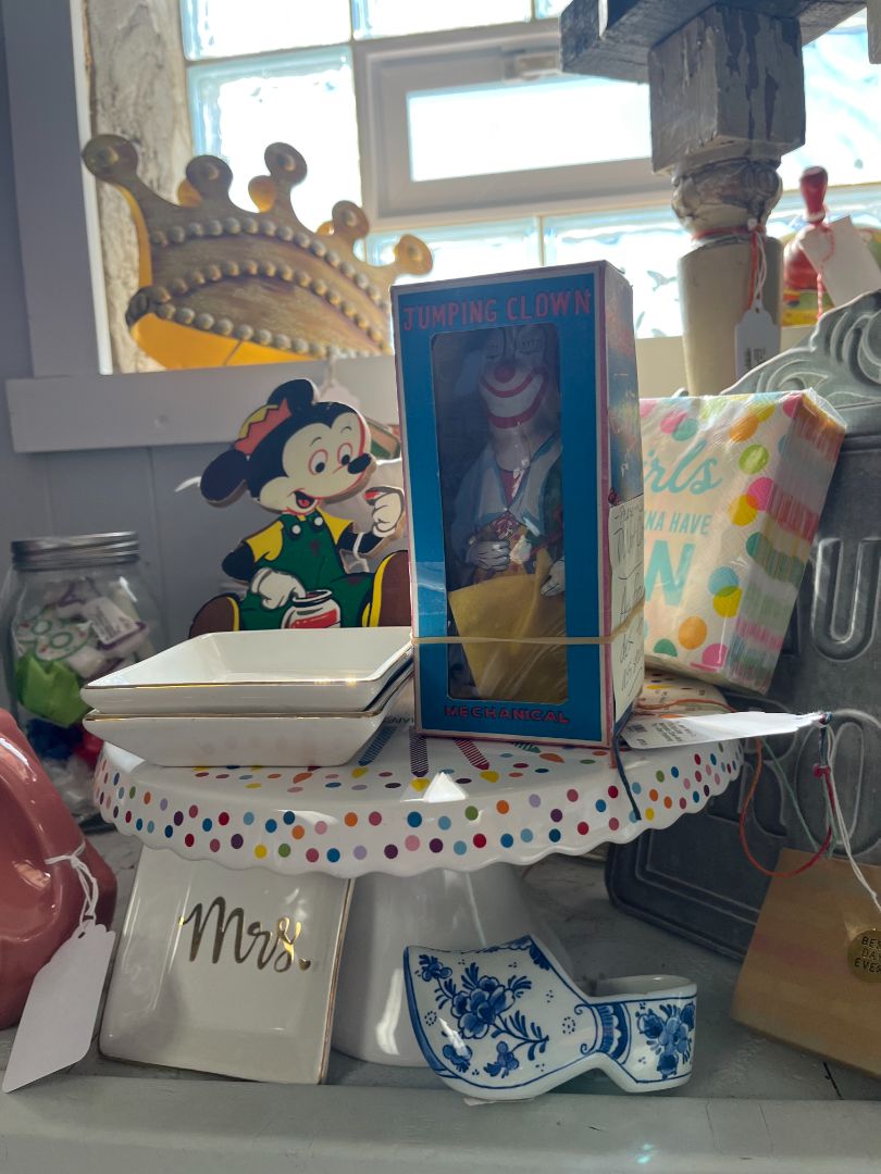 VTG (cc) Jump Mechanical Clown Metal Toy + Box (Frankonia)