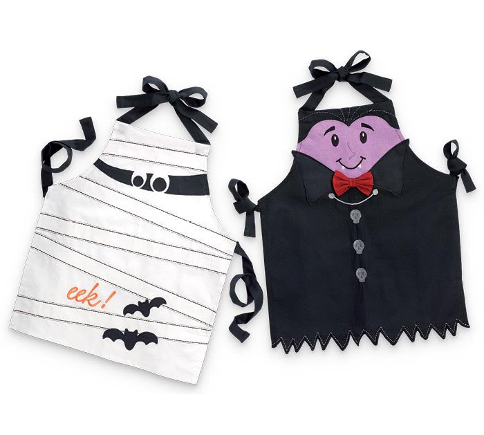 Kid's Halloween Aprons - Dracula & Mummy