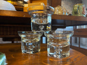 vintage krosno "direction" crystal votive candle holder with heavy bubble base