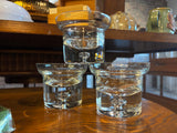 vintage krosno "direction" crystal votive candle holder with heavy bubble base