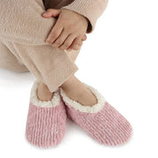 Pink Teddy Bear Faux Fur Snoozies with Memory Foam Slippers