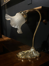 vintage Art Nouveau style lily pad gooseneck lamp