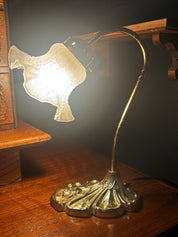 vintage Art Nouveau style lily pad gooseneck lamp