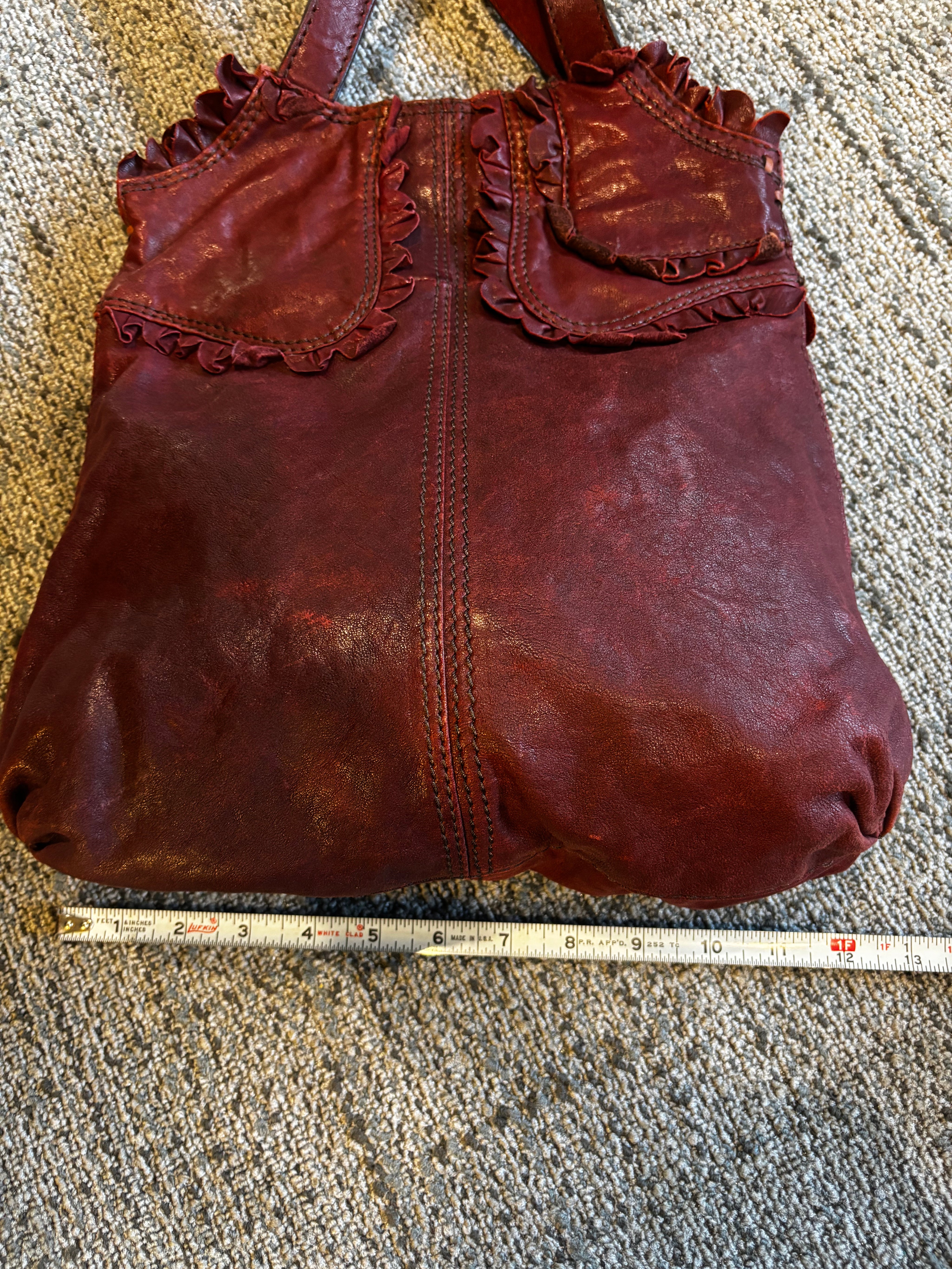 lucky brand "rocken ruffles" italian leather shoulder bag