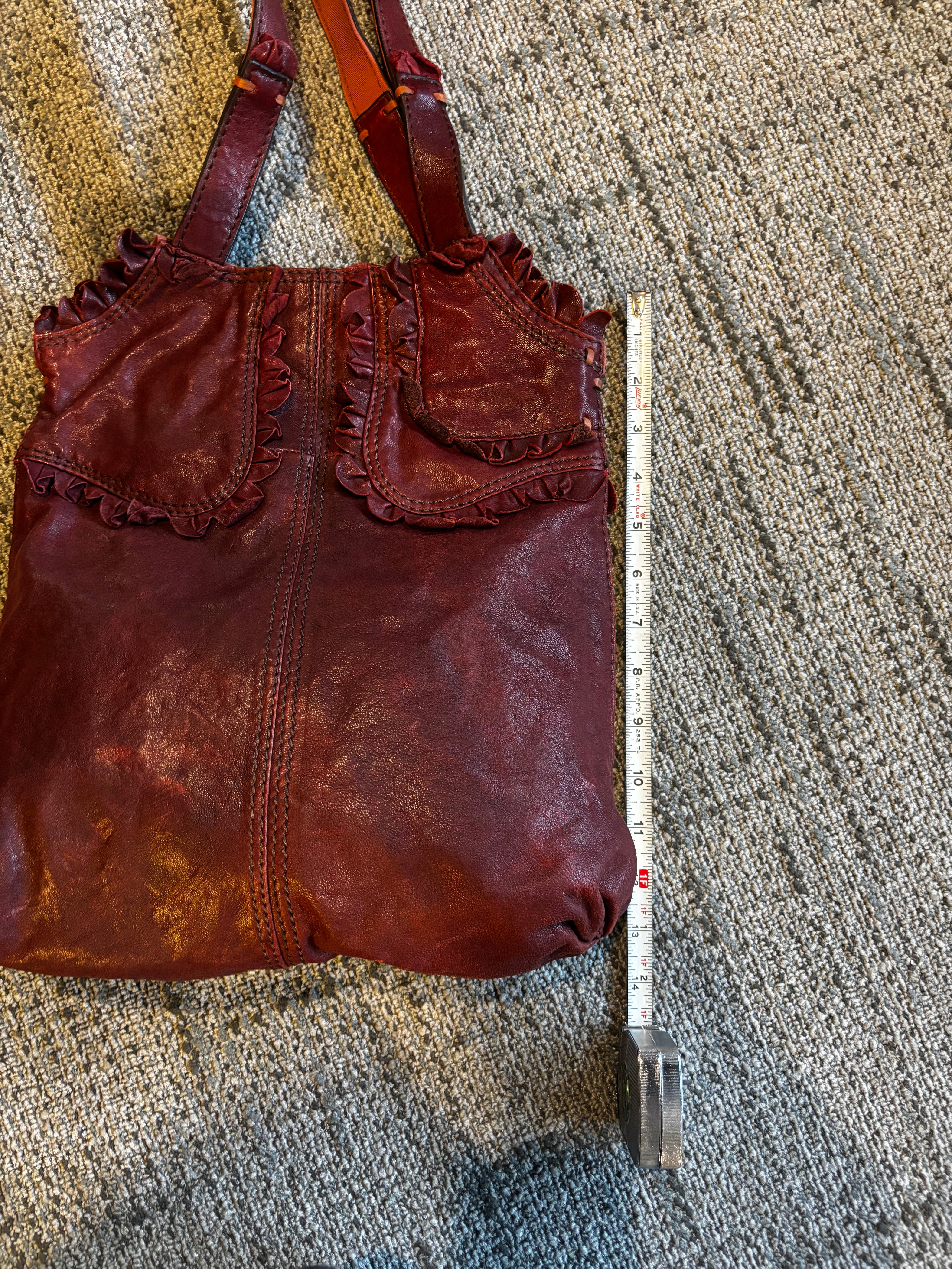 lucky brand "rocken ruffles" italian leather shoulder bag
