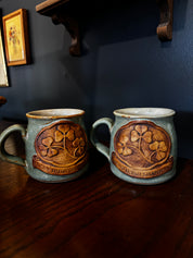 art deco vintage "Lucky Irish Shamrocks" pottery stoneware mug