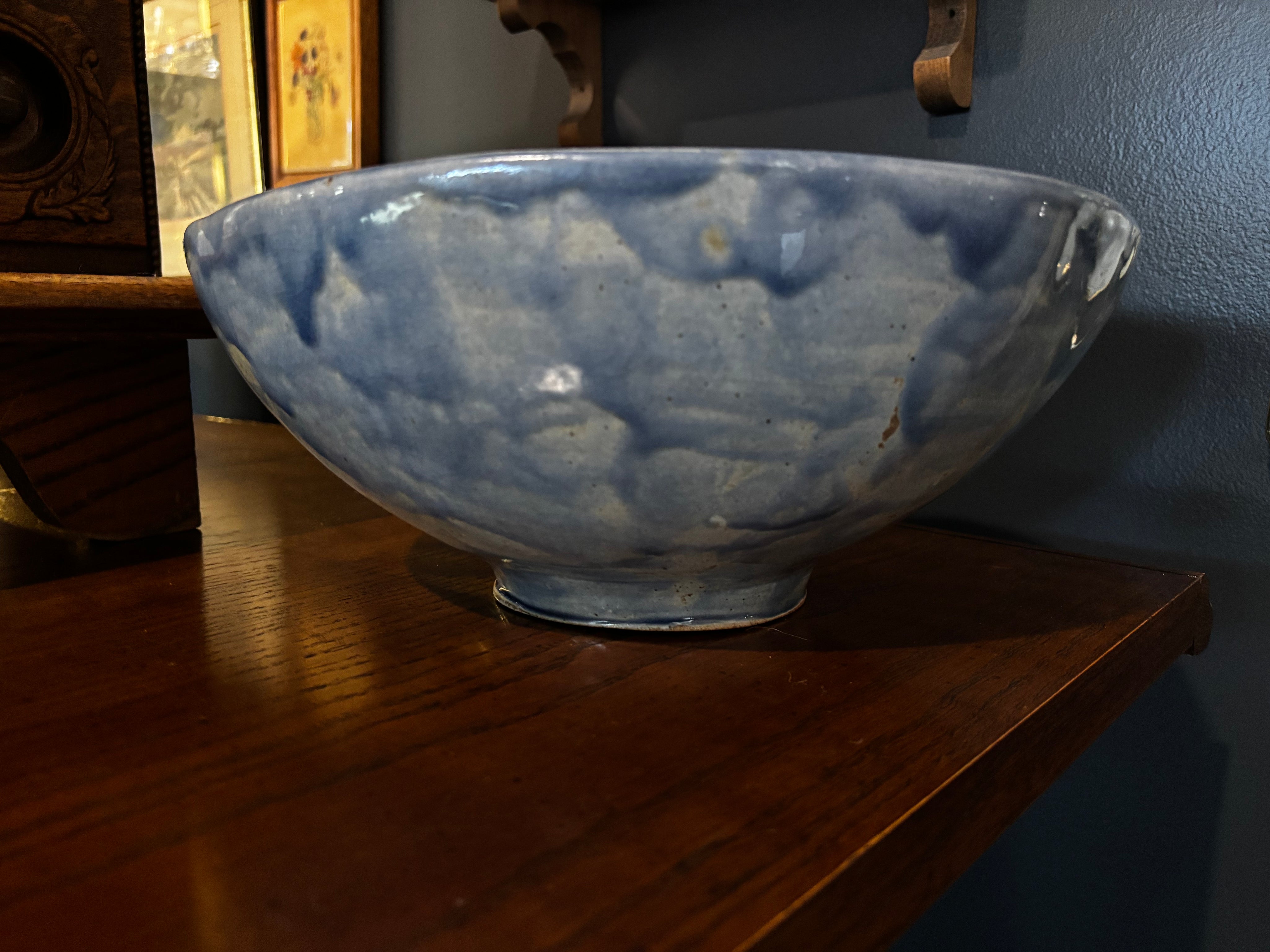 mcm artisan large bowl reactive glaze, blue