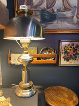 mcm Underwriters Laboratories two tone brass and silver table lamp