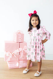 Merry Mistletoe 3/4 Sleeve Ruffle Twirl Dress - 2T